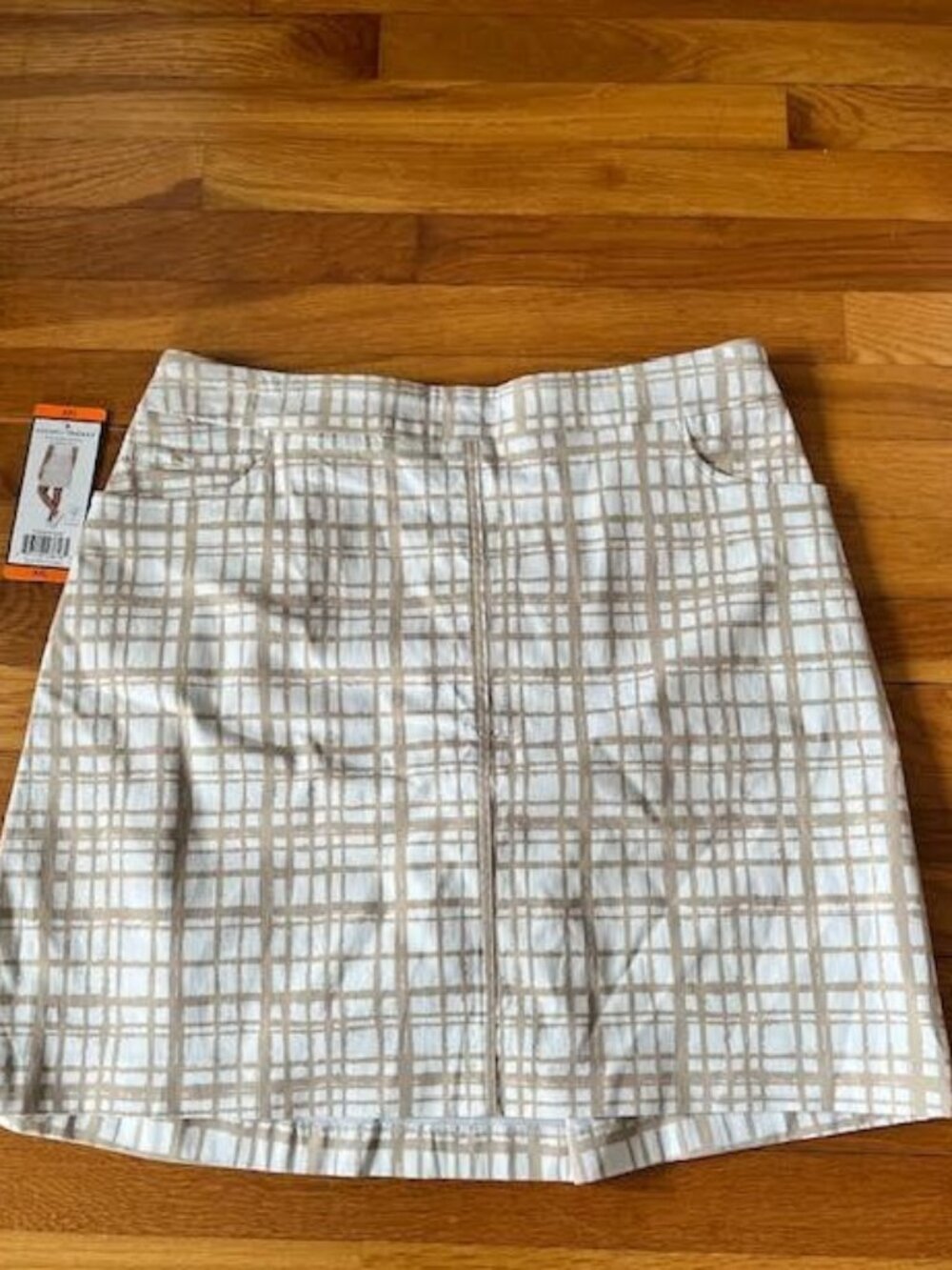 NWT Hilary Radley Tan White Plaid Skort Skirt - Size XXL